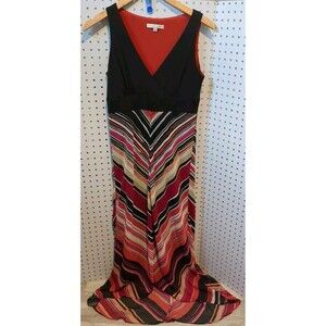 Sandra Darren Dress Size 6 Sleeveless Fall Red Orange Black
